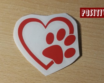 バレンタイン ハート パウ - (ビニール デカール ステッカー)