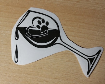 シャンパングラス ハート パウ - (ビニール デカール ステッカー)