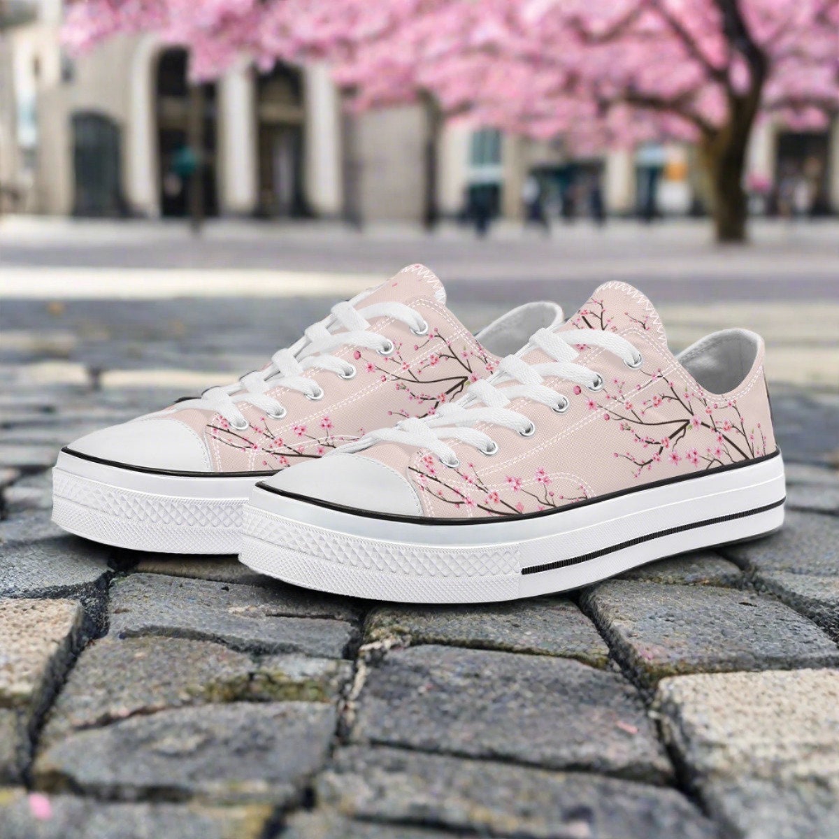Rose Unisex Cherry Blossom Flower Converse Style Low Tops Original Sakura Shoes for Him Women Low Top Sneakers Kawaii Shoes