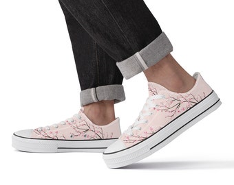 Rose Converse Style Cherry Blossom Low Tops, Original Sakura Shoes