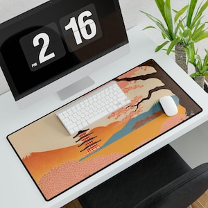 Five-Storied Pagoda | Japanese Desk Mat | Gaming Mouse pad | Office Decor Desk | Japanese Landscape