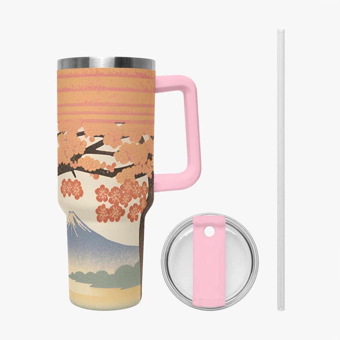 Sakura Sunrise Tumbler Cup | Cherry Blossom Tumbler | Zen Travel Mug ...
