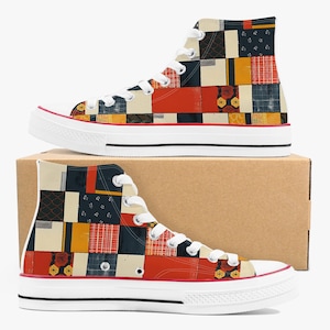 Kokon Patchwork High Tops - Japanese Boro Textile Art