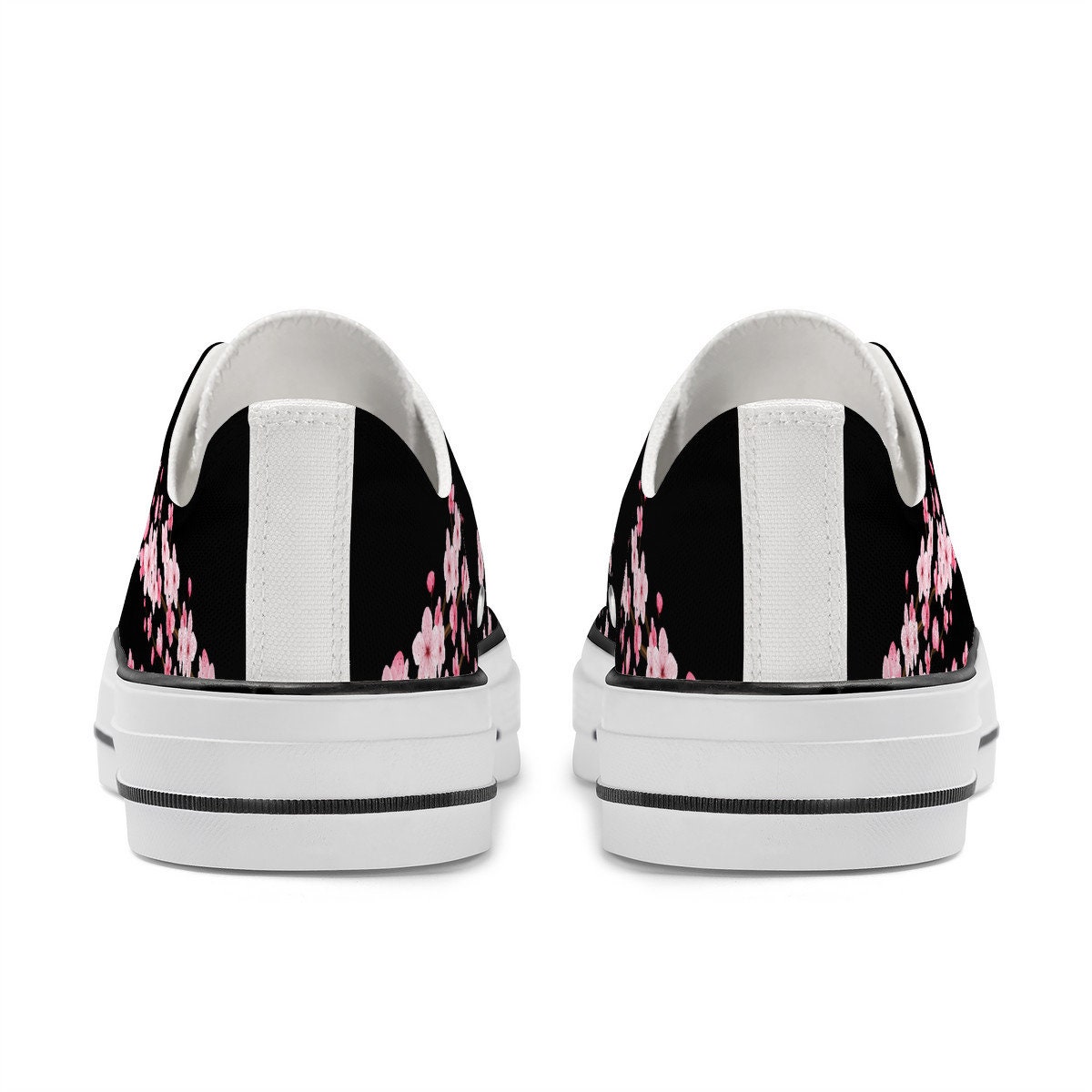 ◆桜❀◆ Black Sakura Low Top Sneakers | Japanese Cherry Blossom Canvas