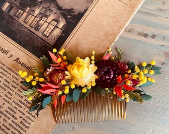 Dried flowers Wedding hair comb