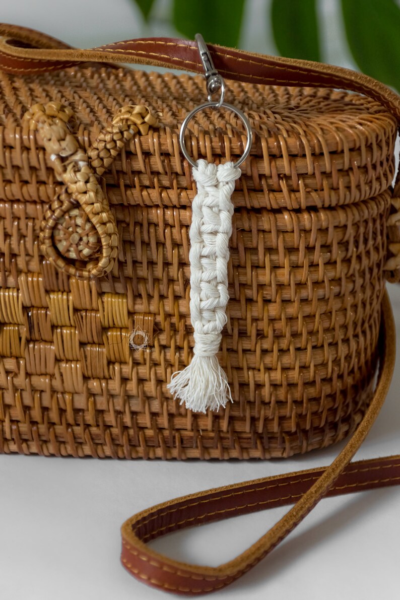 Bohemian Macram\u00e9 Square Knotted KeychainCharm