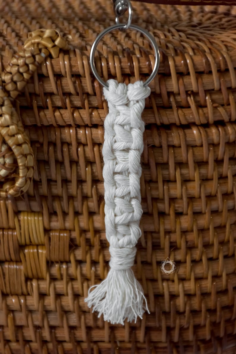 Bohemian Macram\u00e9 Square Knotted KeychainCharm