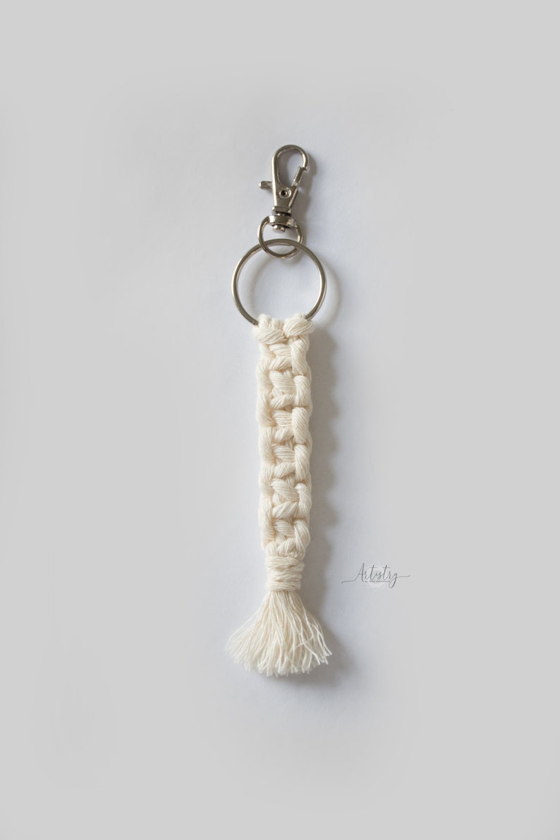 Bohemian Macram\u00e9 Square Knotted KeychainCharm
