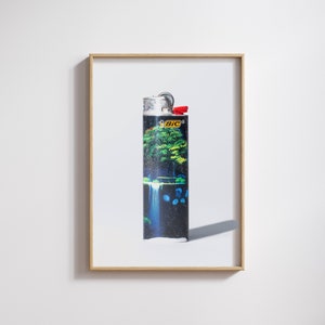 Flaky, Black Lighter. Digital photography art print for the wall.