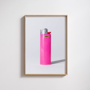Flaky, Pink Lighter. Digital photography art print for the wall.