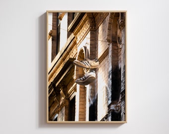 Hanging Sneakers. Digital photography art print for the wall.