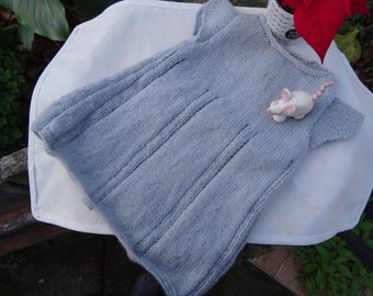 hand-knitted baby dress 0-3 months