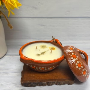 Café de Olla – Vela Artesanal 5 oz |Cera de Soya Natural en Barro Mexicano Pintado a Mano