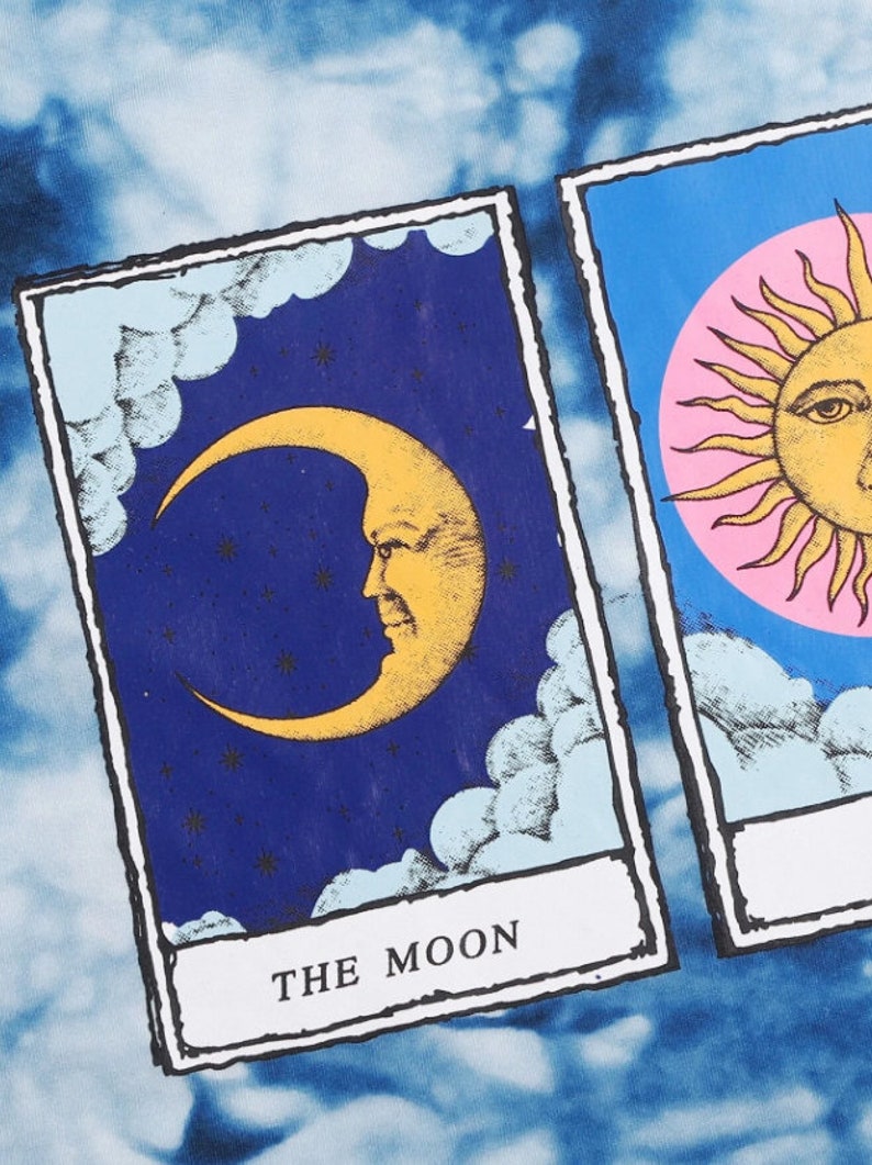 Sun and Moon Cami Tee Aesthetic Short Sleeve Sun and Moon Tie Dye Crop Top Cute Crop Top Crop Top Women Blouse Y2K Crop Top Tops
