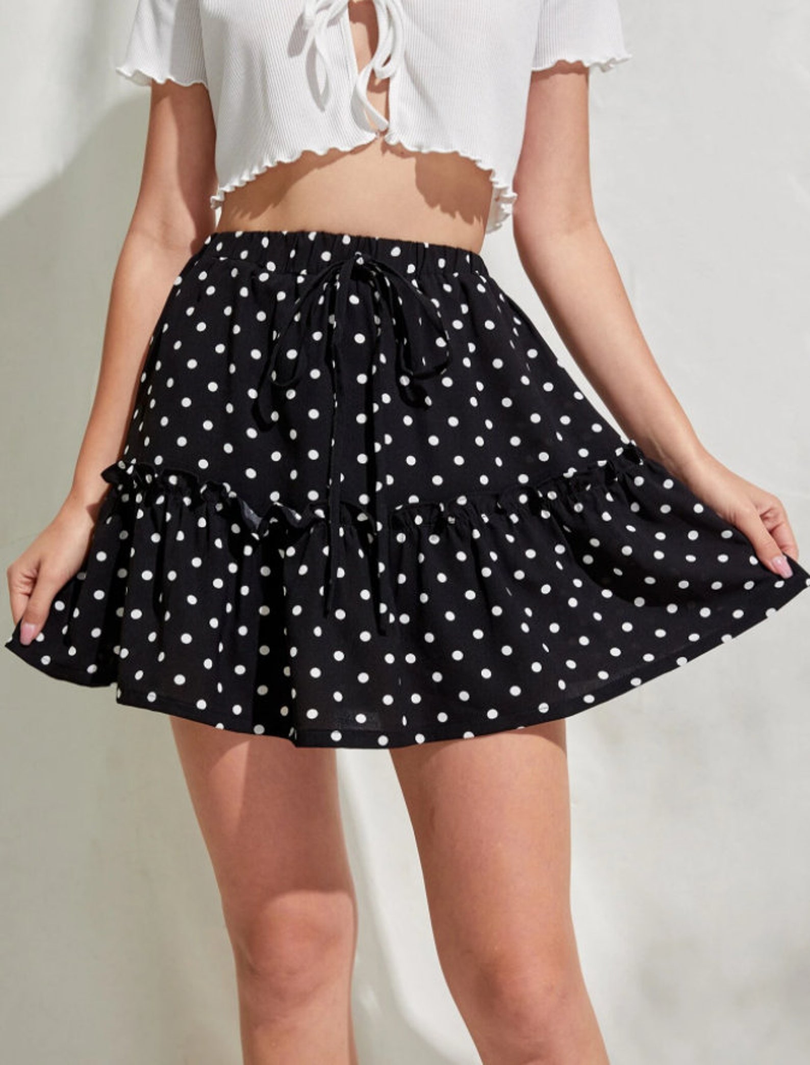 Polka Dot Skirt Skater Skirt Mini Skirt High Waisted Skirt Etsy