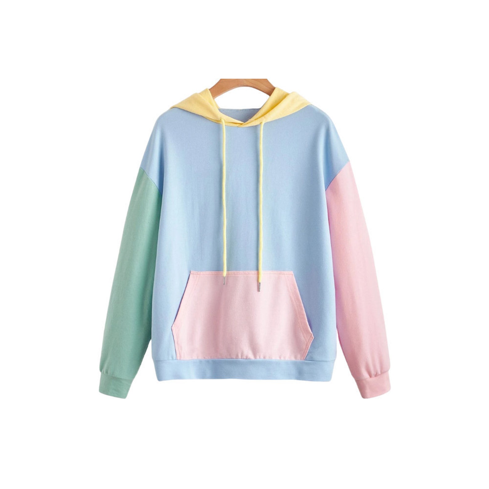 Colorblock Hoodie Aesthetic Hoodie Pastel Hoodie Color Etsy