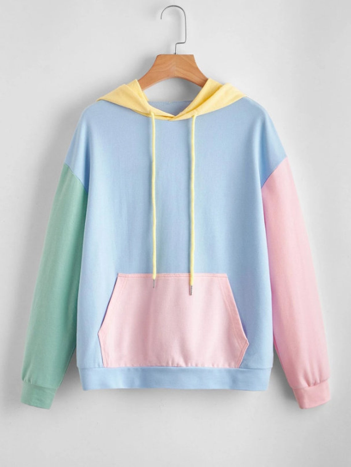 Colorblock Hoodie Aesthetic Hoodie Pastel Hoodie Color Etsy