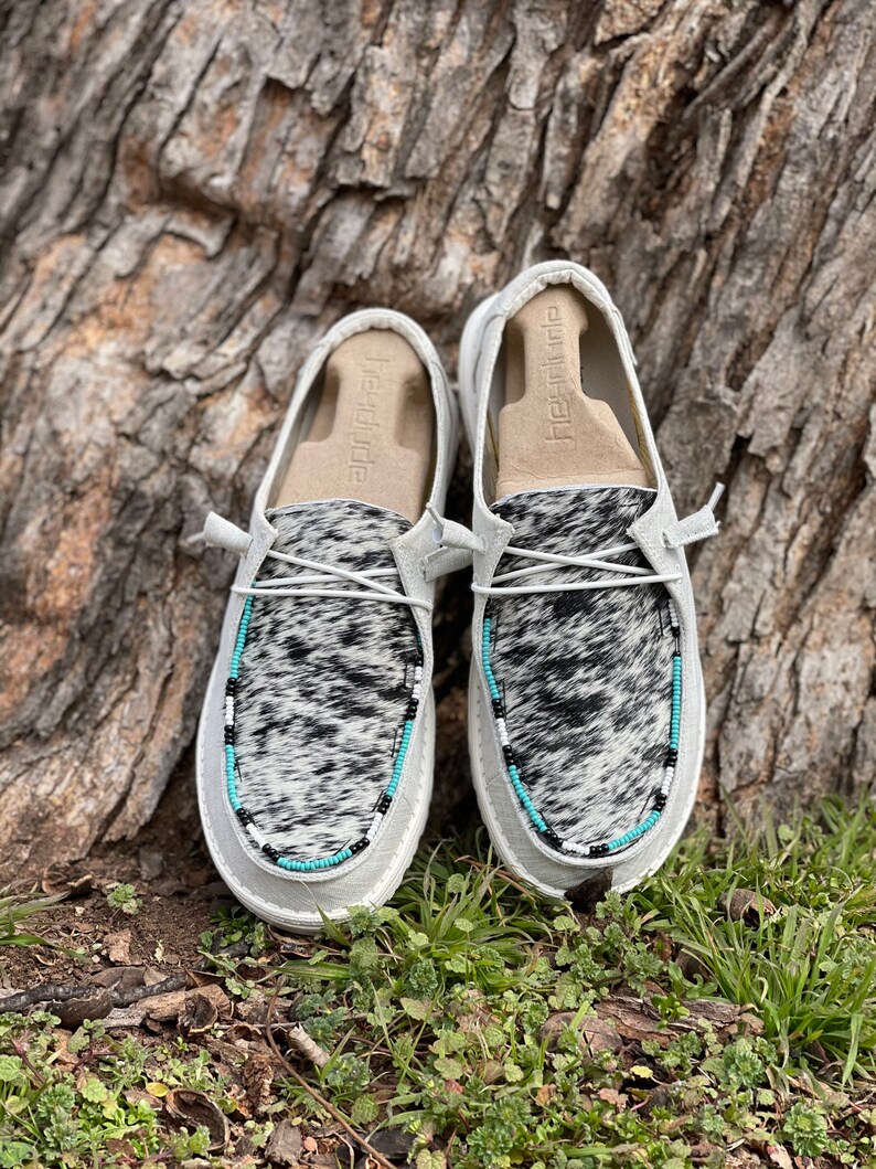 Beaded & Cowhide hey dudes Etsy