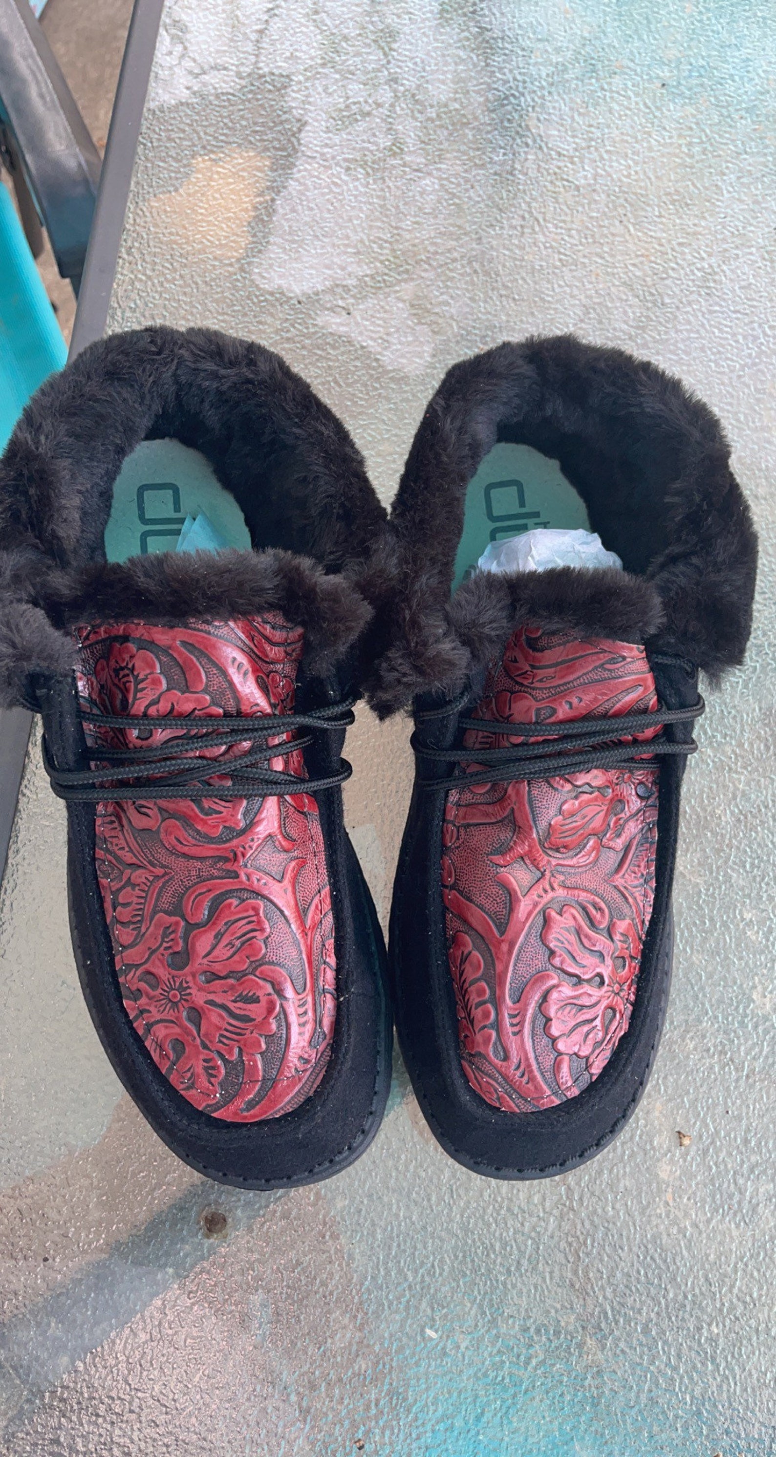 Red Leather Hey Dude Shoes Etsy