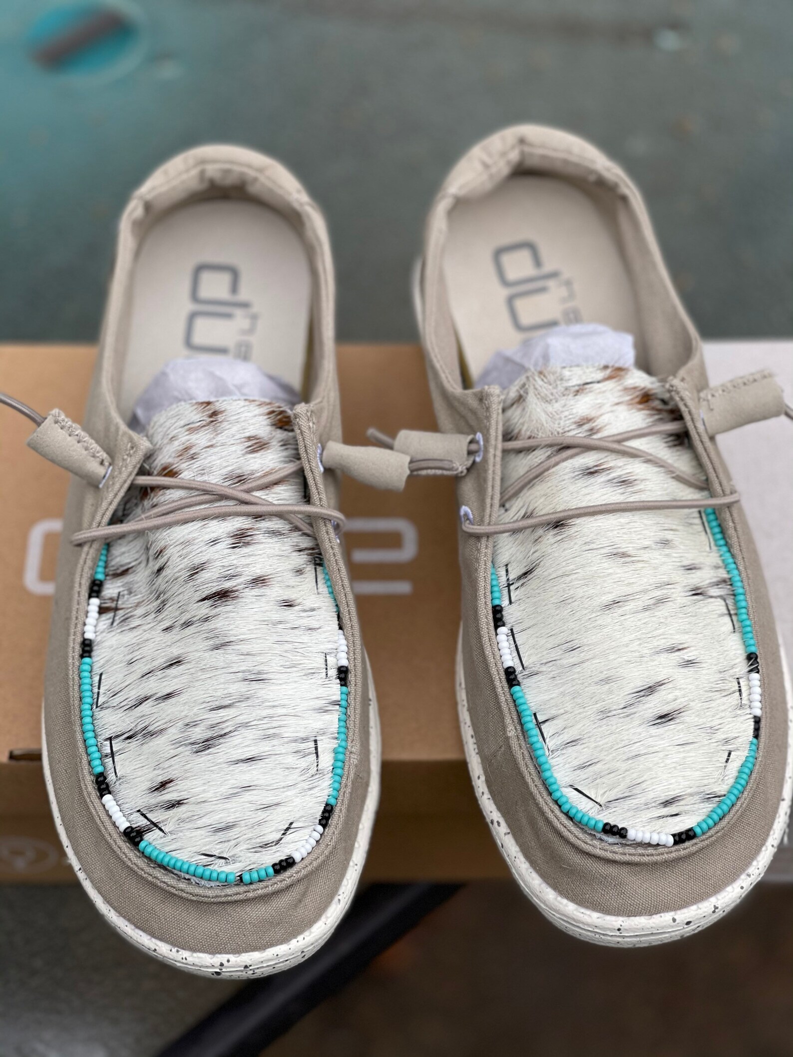 Beaded & Cowhide hey dudes Etsy