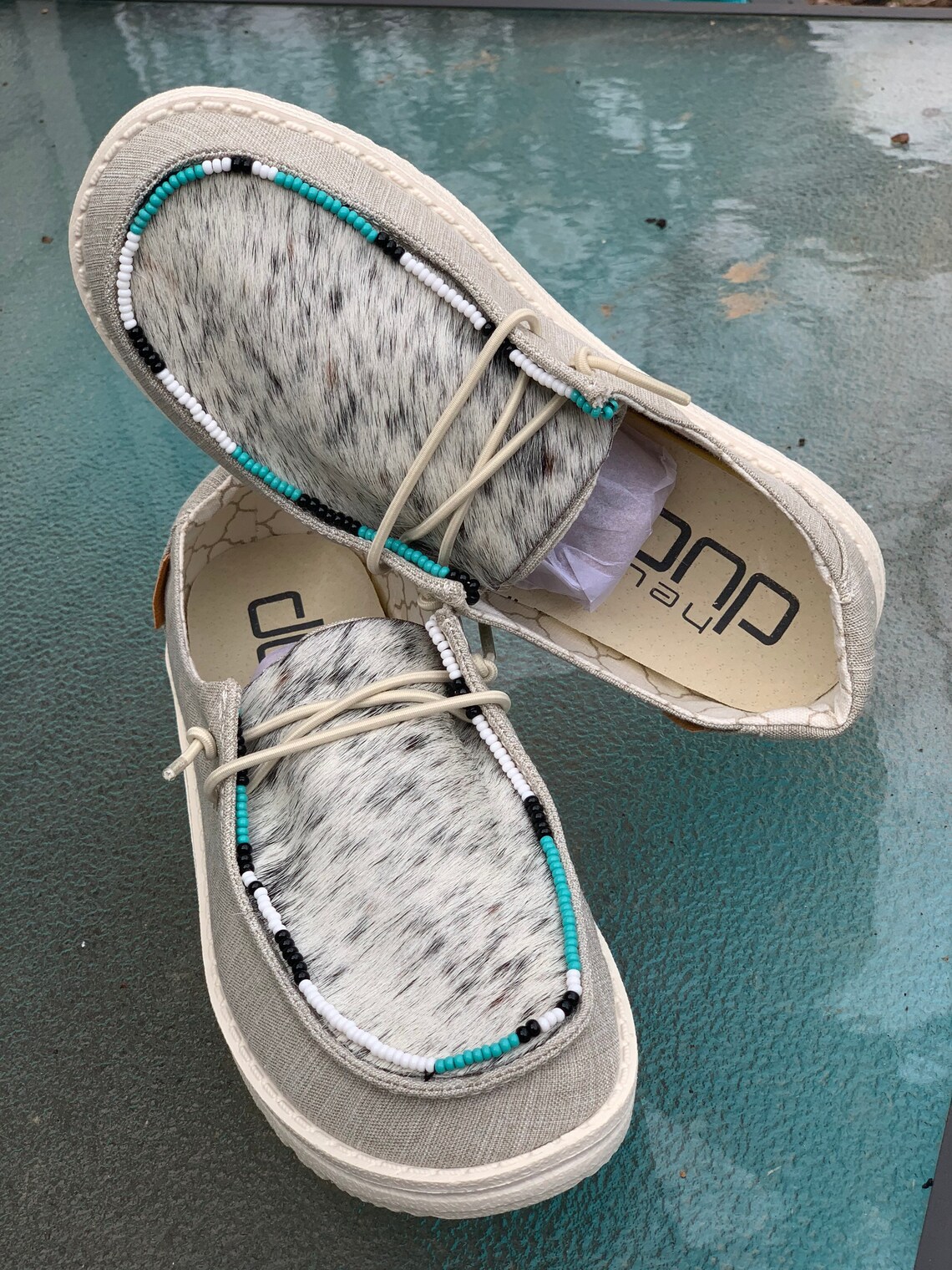 Beaded & Cowhide hey dudes Etsy