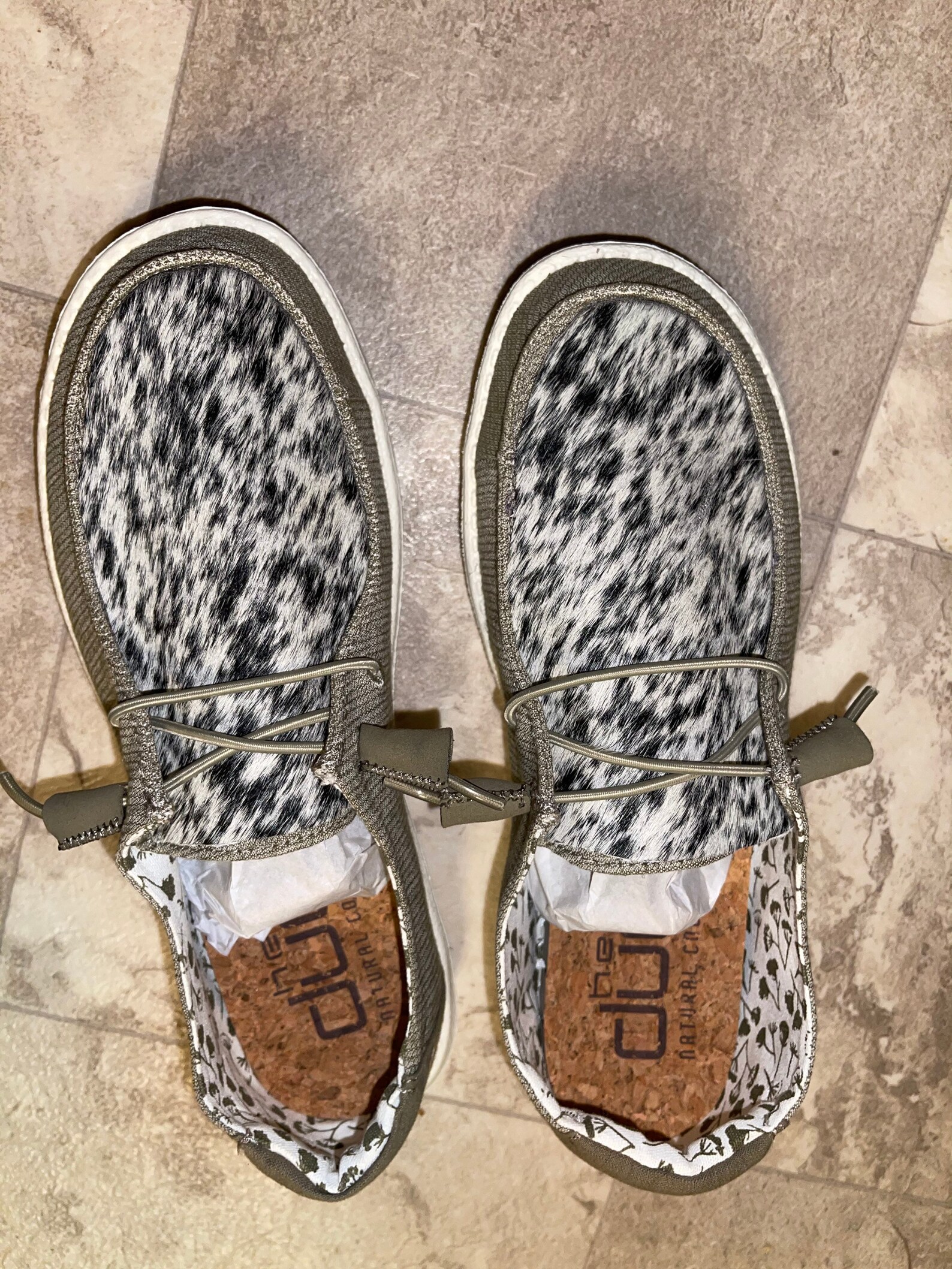 Sage color hey dude shoes with Peppered cowhide | Etsy
