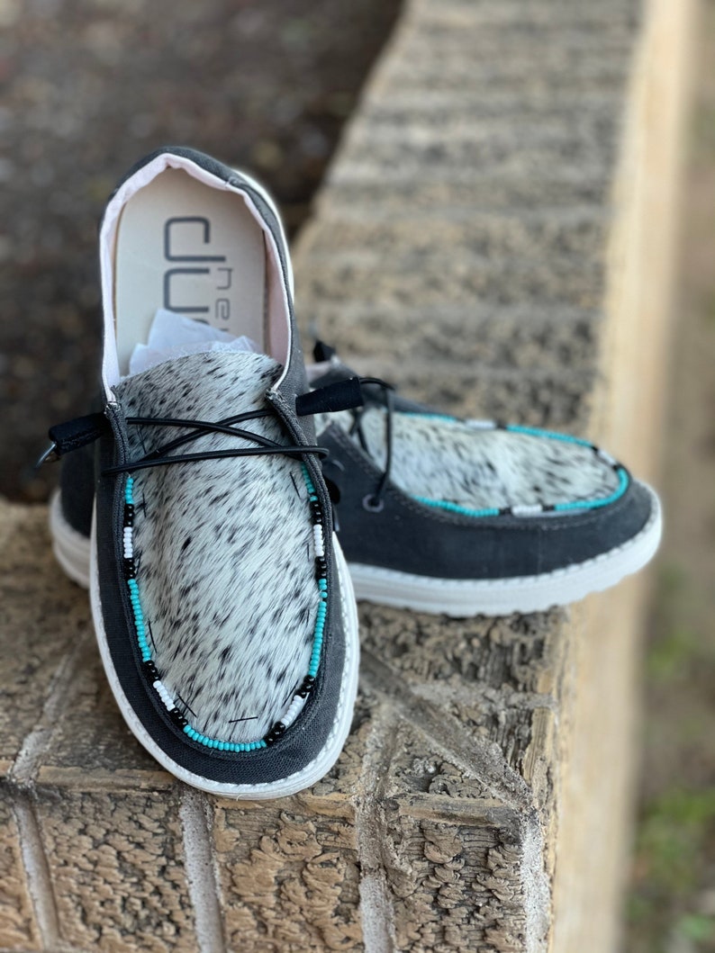 Beaded & Cowhide hey dudes Etsy