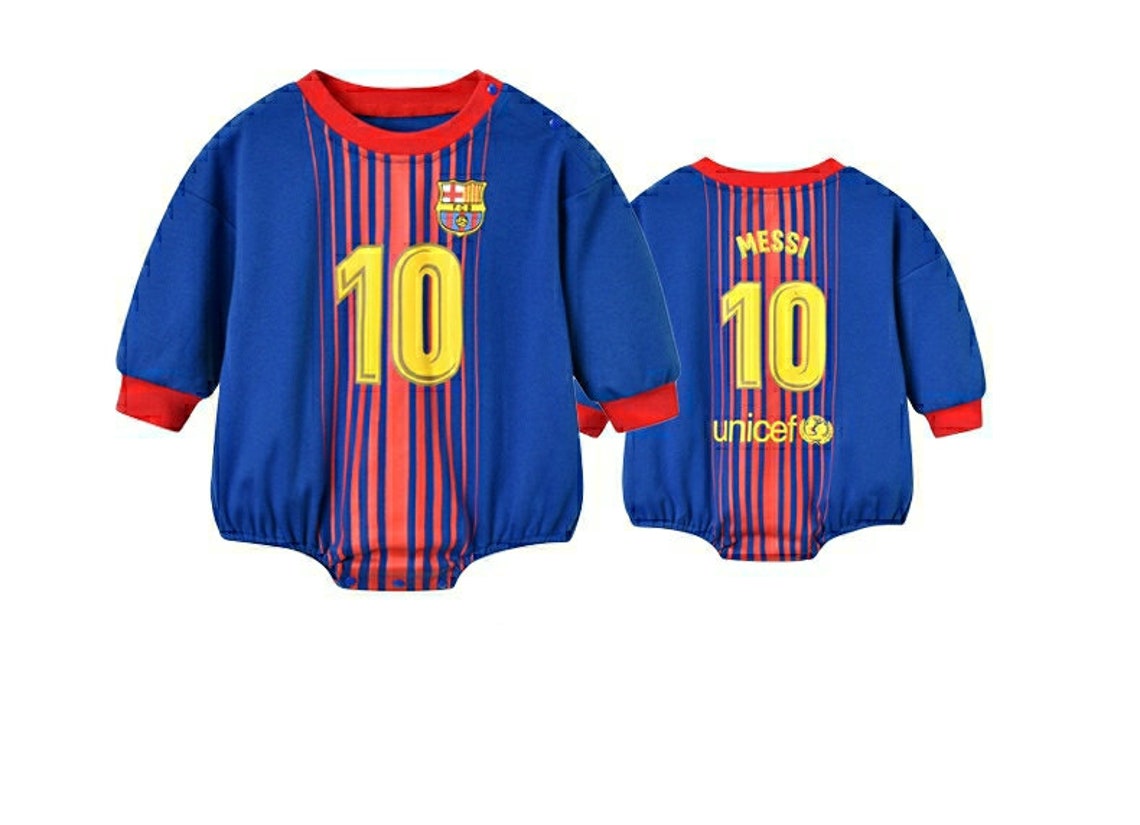 Barcelona Messi Football Clothes Baby Cosplay Wear Onesies A - Etsy