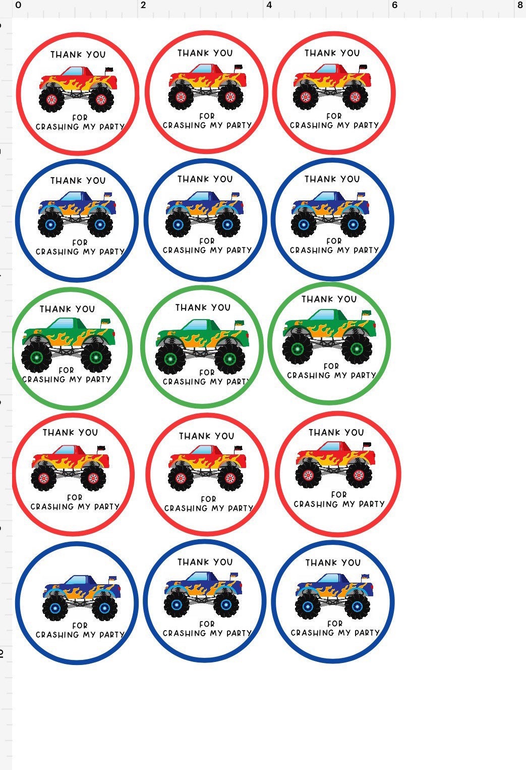 Birthday Thank You Tags, Monster Truck Tags, Monster Truck Birthday