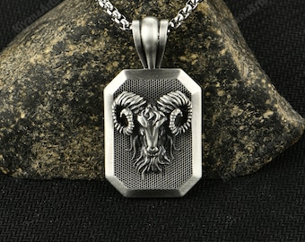 Aries Ram Head Pendant/ Men's Pendant Necklace/ Vintage Animal Necklace/ Personalized Pendant