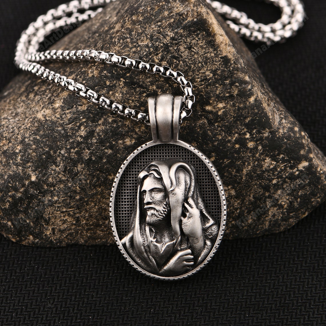 Bijou Catholique Christ Collier Pendentif Jésus MayiaHey - Acier Inoxydable Pour Homme Pendentif Tête Jésus