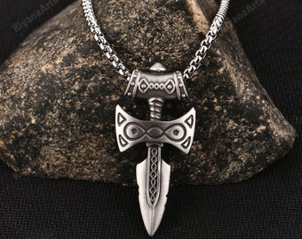 Sliver Pendant/ Viking Sword Pendant/ Amulet Necklace For Men/ Personalized Gift