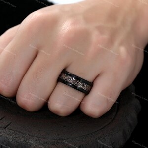 Unique Colorful Tungsten sandblasted wedding Ring Tungsten Band Mens Ring Matching band stacking band Channel Ring For him Birthday gift image 6