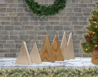 Unfinished wood trees, Two in each size, 3, 5, 6" tall | Set of Six | Unfinished Wood Christmas Trees for DIY Decorating