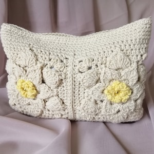Grande bolsa de cosméticos bege, Bolsa de maquiagem boho, Organizador de viagem, Bolsa de maquiagem grande, Bolsa de crochê, Bolsa de cosméticos grande, Organizador de maquiagem