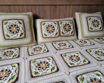 Crochet Pillows, Floral Sofa Cushions, Beautiful Crochet Pillows, Milk Crocheted Cushions, Decorative cushions, Crochet Handmade Pillows
