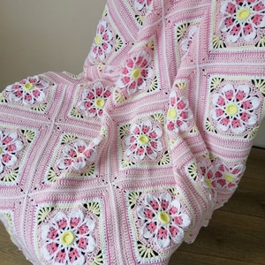 Crochet Baby Blanket, Pink Baby Blanket,hand Crochet Baby Blanket ...