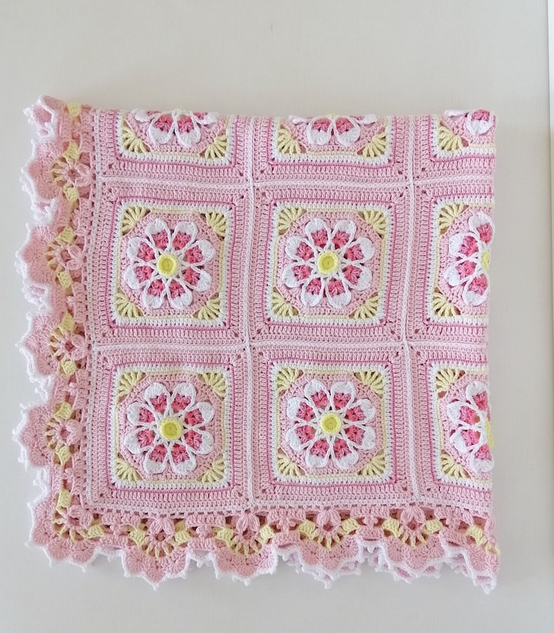 Crochet Baby Blanket Pink Baby Blankethand Crochet Baby Etsy