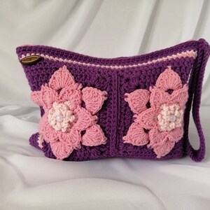Face mask bag, Lilac cosmetic bag, every day bag, Women&#39;s toiletry bag, Large makeup bag, Large cosmetic bag, Crochet cosmetic bag,organizer