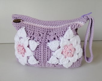 Ansiktsmaskväska, Virkad sminkväska, Boho sminkväska, Stor sminkväska, Stor sminkväska, Necessär för kvinnor, Liten virkad väska