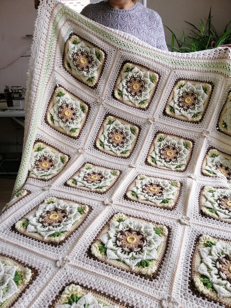 Milk Bedspread Floral Blanket Crochet Blanketsofa Etsy