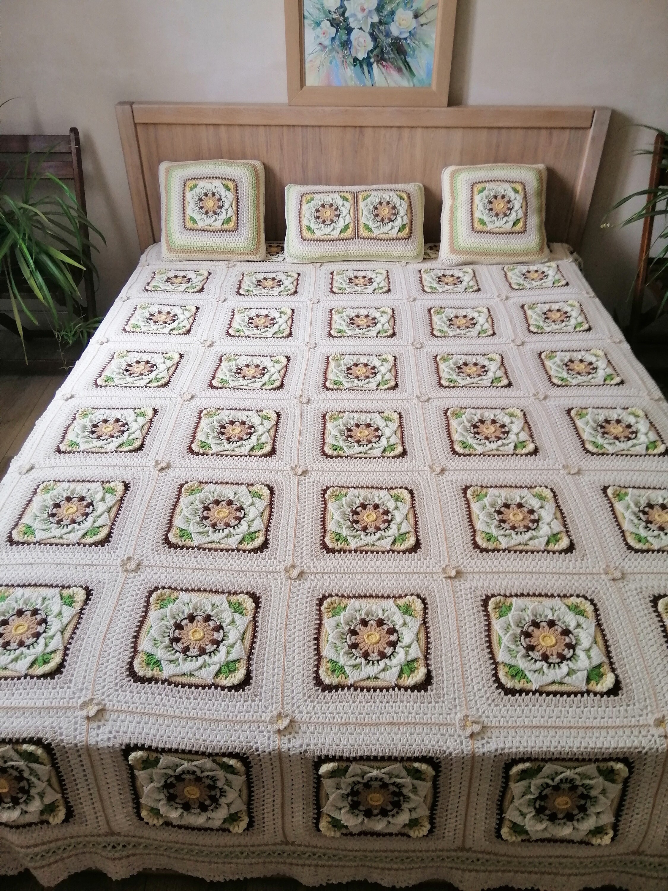 Handcrafted Crocheted Bedspread for Double Bed - Etsy