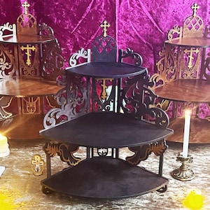 Handcrafted Wooden Corner Shelf for Icons: Catholic & Orthodox Home Altar