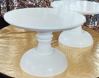 Cake stand wood 20" 19 18 17 16 15 14 13 12 11 10 9 8 inch sturdy classic Wedding cake stand, White cake stand Wood round cake stand display