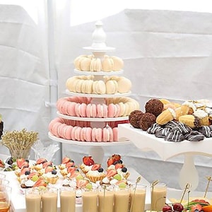 Wooden Macaron Tower: 10-Tier Dessert Stand for Wedding, Birthday