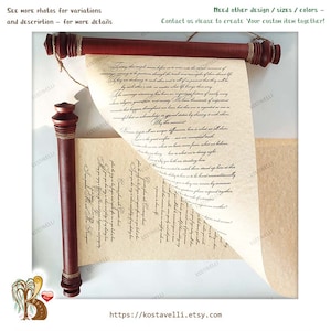 Customized rolled scrolls on wooden rods Wedding vows for him for her Love letter Valentines Engagement Anniversary gift Greeting card Wall