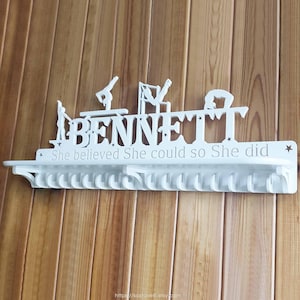 Custom Medal Holder – Personalized Wood Trophy Shelf for Wall | Sports Medal Hanger Rack Display for Kids & Adults Awards Organizer Gift