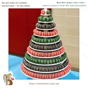 Wooden Macaron Tower: 10-Tier Wedding Dessert Stand
