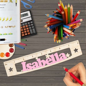 Custom Name Ruler for Kids – Personalized Measuring Tool with Child’s Name, School Supplies, Teacher Gift, Craft Coloring Ruler with Stars