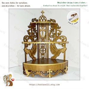 Wooden Corner Shelf: Christian Altar, Orthodox Prayer Area